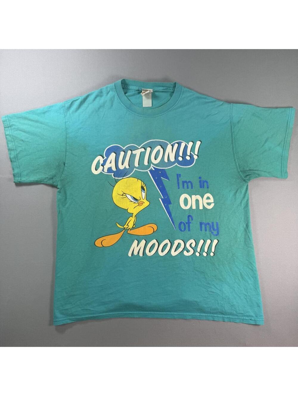VTG 2004 Tweety Bird T Shirt Warner Bros Caution I’m In One Of My Moods XL